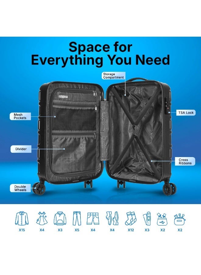 AMERICAN TOURISTER Bricklane Suitcase, Check-In Size 69 cm / 25 inch, 4 Spinner Wheels, Hard Top, Polycarbonate, Jet Black|Lightweight|Scratch & Impact Resistance|TSA Lock|Inner Mesh Zippered Pocket - 3 Years International Warranty - Image 4